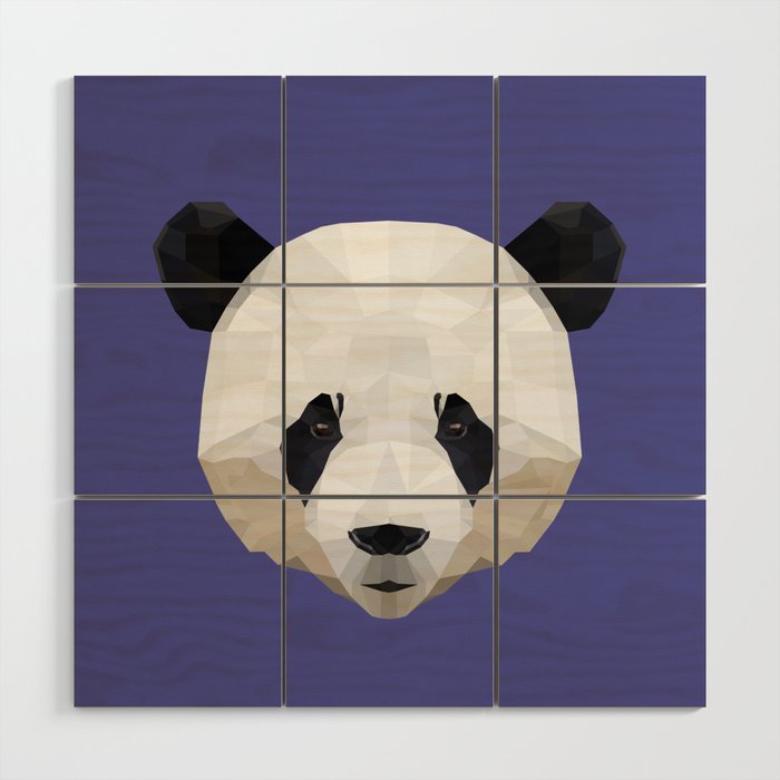 Cute panda polygon animal Wood Wall Art