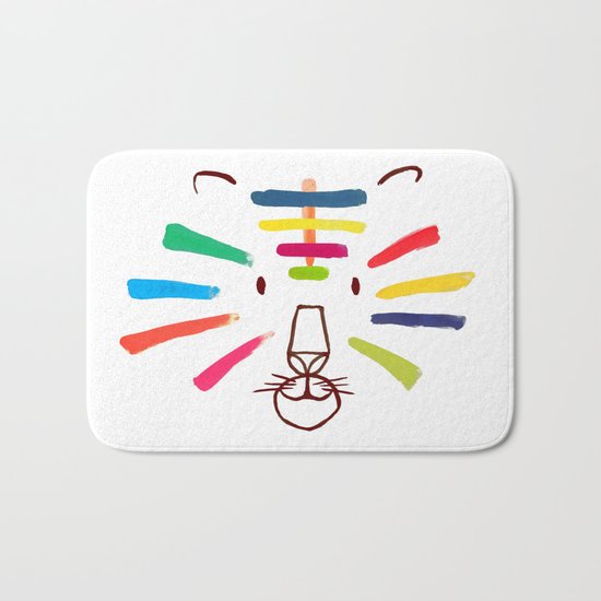 Tiger With Colorful Stripes Bath Mat