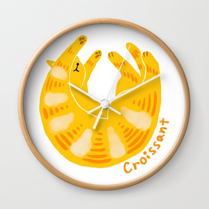 Croissant Cat Wall Clock
