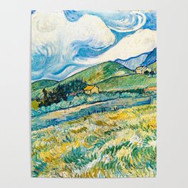 Mountain Lanscape behind the hospital saint paul by Vicent Van Gogh Poster