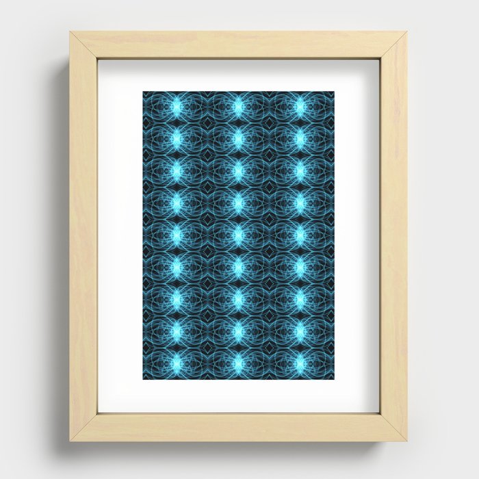 Liquid Light Series 1 ~ Blue Abstract Fractal Pattern Recessed Framed Print