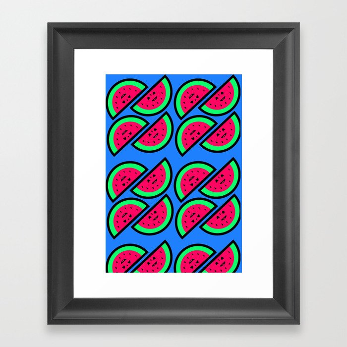 Happy Watermelons Pattern Framed Art Print