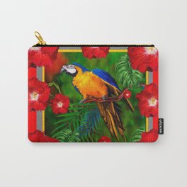RED HIBISCUS GOLD MACAW JUNGLE ART Carry-All Pouch
