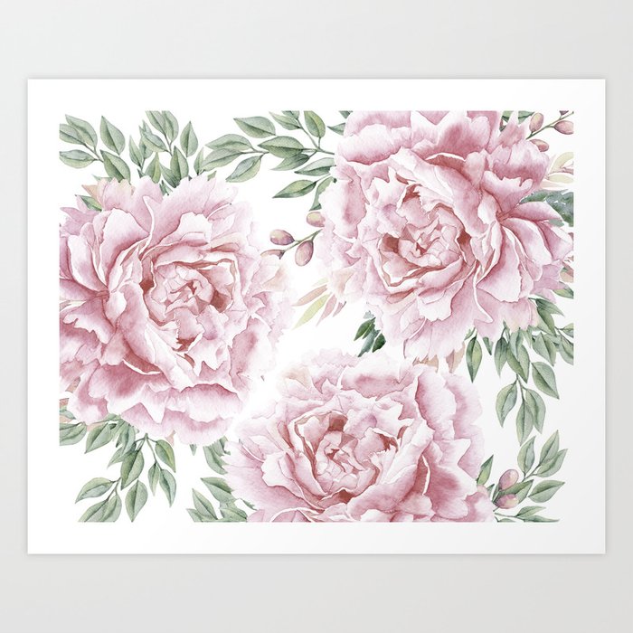 Girly Pastel Pink Roses Garden Art Print