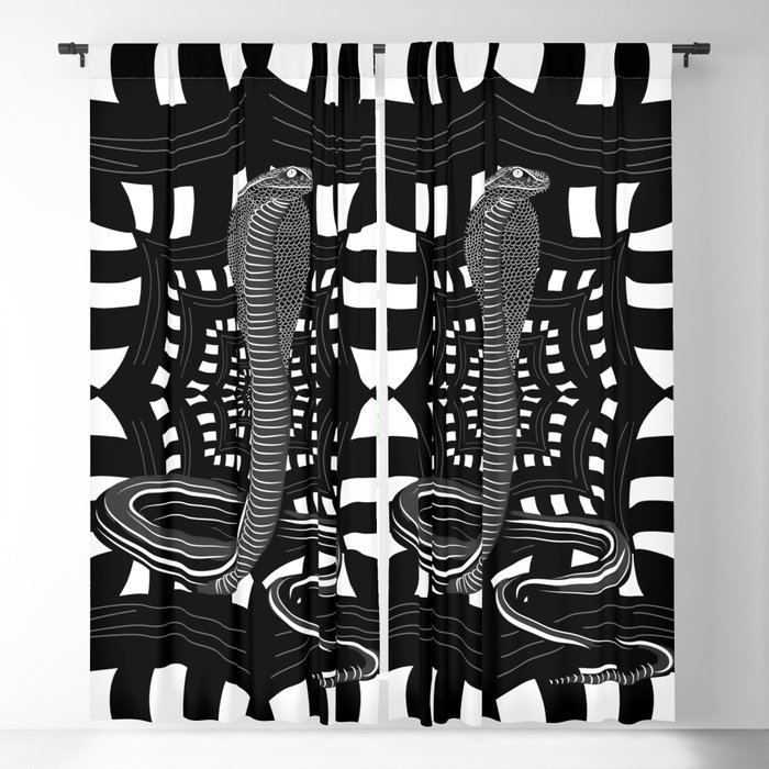 Hypnotizing snake on optic illusion black and white Blackout Curtain