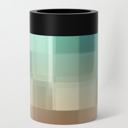 geometric pixel square pattern abstract background in blue brown Can Cooler