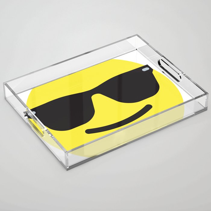 Smiling Sunglasses Face Emoji Acrylic Tray