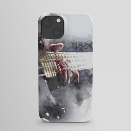 Person Playing Electric Bass Guitar in watercolor style iPhone Case