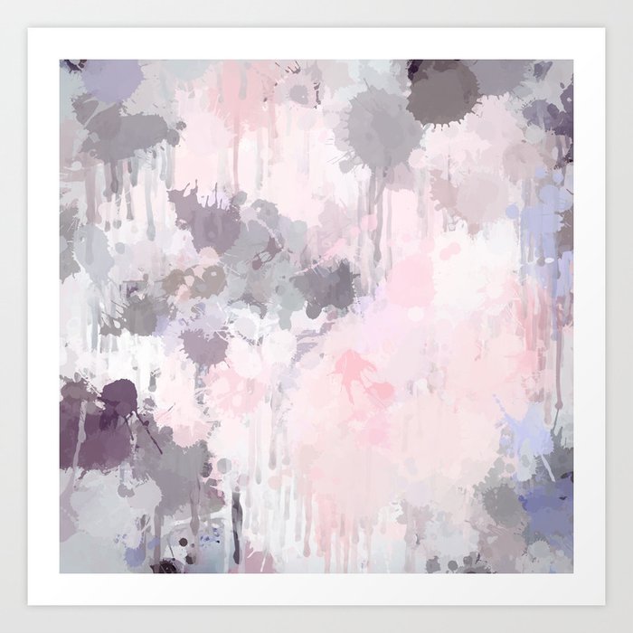 Modern Contemporary soft Pastel Pink Grey Abstract Art Print