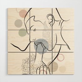 Gay Couple Blowjob Erotic Line art Minimalist Wood Wall Art