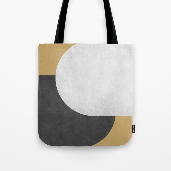 Halfmoon Colorblock - Black White on Gold Tote Bag
