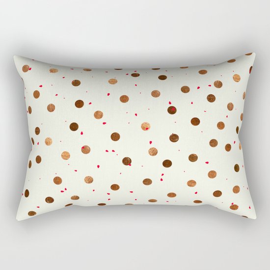 Copper Polka Dots With Red Hint Pattern Rectangular Pillow