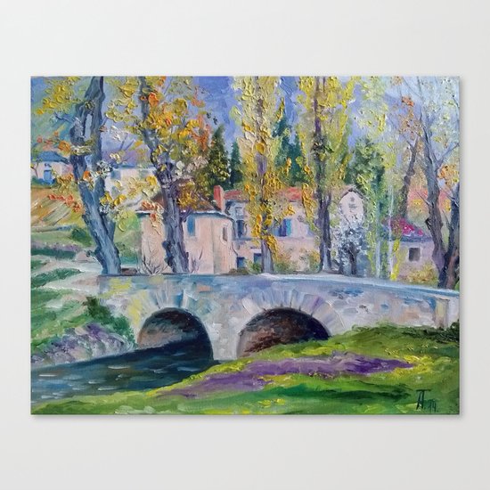 The bridge across the river Canvas Print