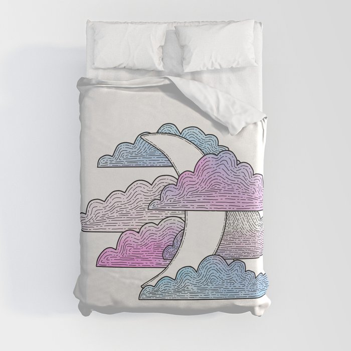 Subtle Pride Moon and Clouds Duvet Cover