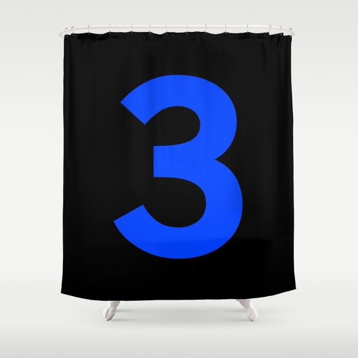 Number 3 (Blue & Black) Shower Curtain