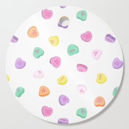 Valentines Day Conversation Heart Candies Pattern - White Cutting Board