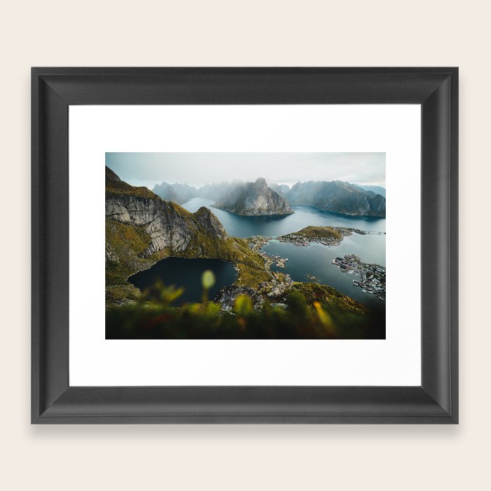 Reinebringen Moody Fjord Landscape Framed Art Print