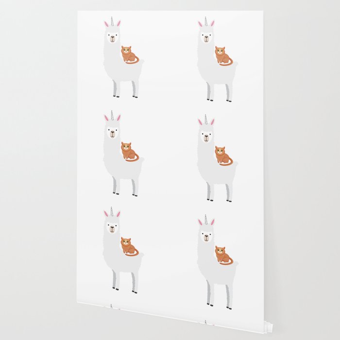 Cat Riding Llamacorn Funny Llama Unicorn Wallpaper By Bubltees