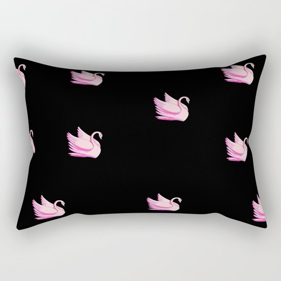 pink bird on black background Rectangular Pillow