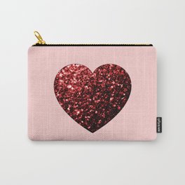 Red Glitter sparkles Heart Carry-All Pouch