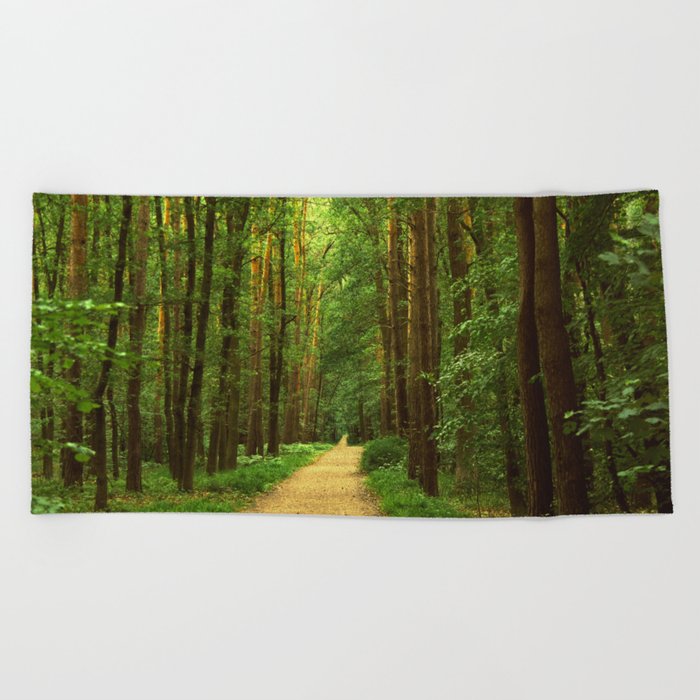 Forest path Beach Towel