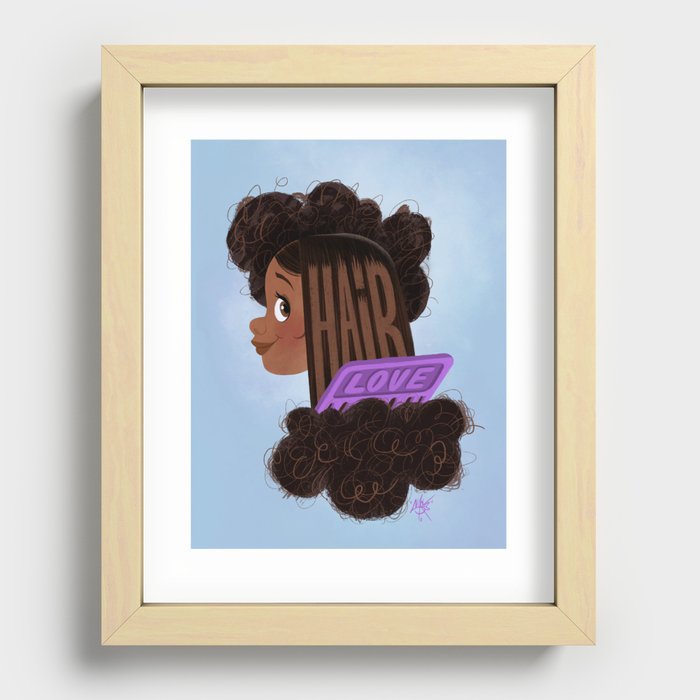 Black hair love Recessed Framed Print