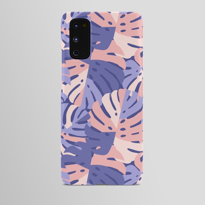 Color Block Monstera Leaves - Purple + Pink Android Case