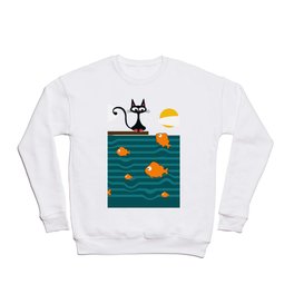 fishes and cat Crewneck Sweatshirt