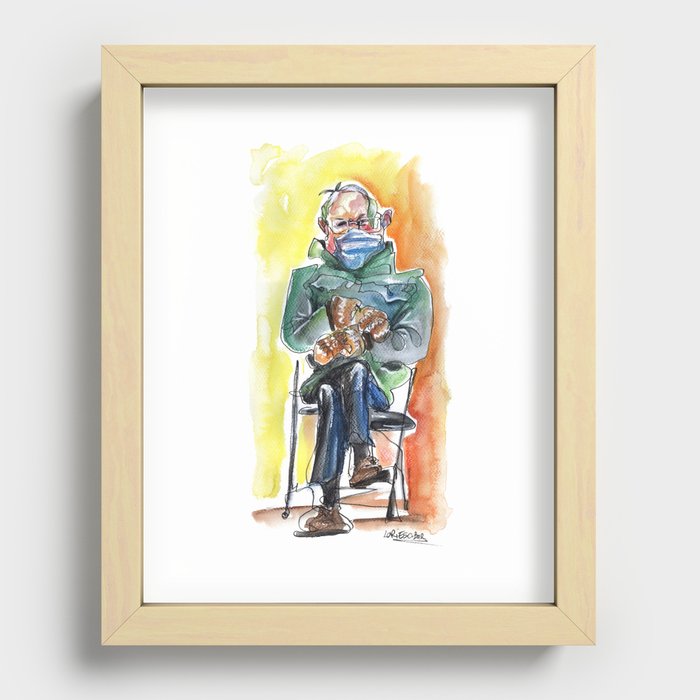 Bernie Sitting - watercolor drawing Recessed Framed Print