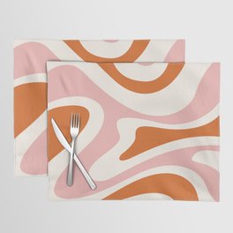 Modern Abstract Pattern 10 in Orange Pink (Liquid Swirl Design) Placemat
