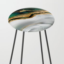 Malachite green watercolor and gold Counter Stool