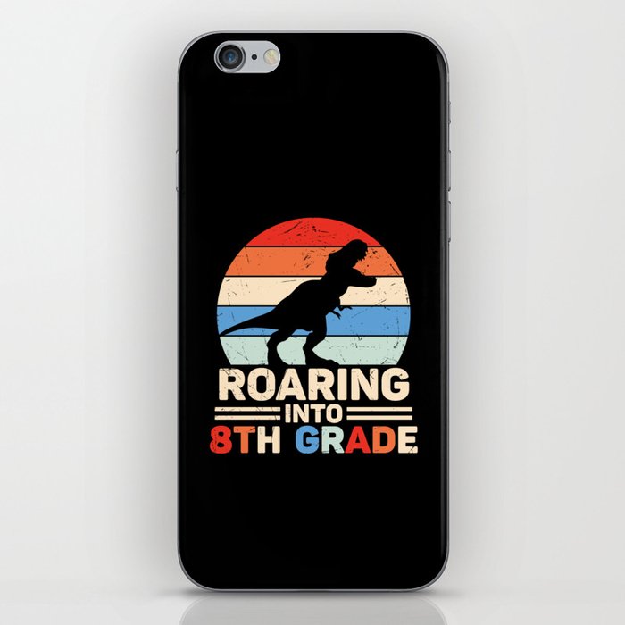 Roaring Into 8th Grade Vintage Dinosaur iPhone Skin