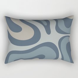 Modern Retro Liquid Swirl Abstract Pattern Vertical in Neutral Blue Gray Tones Rectangular Pillow