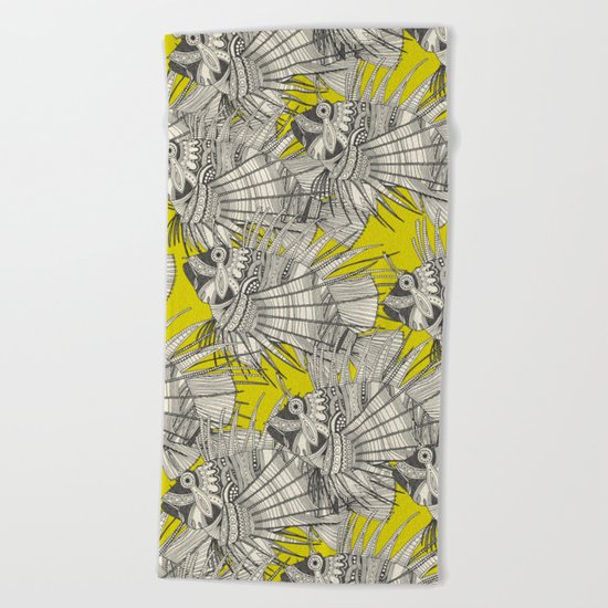 fish mirage chartreuse Beach Towel