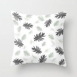 Palms pattern leaves black and white autumn fall tropical , society6 Throw Pillow