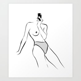 Female form No. 12 Art Print | Female, Black And White, Drawing, Graphite, Ink Pen, Chalk Charcoal, Digital, Colored Pencil, Camera, Figurative 