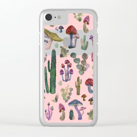 cactus and mushrooms II!! Clear iPhone Case