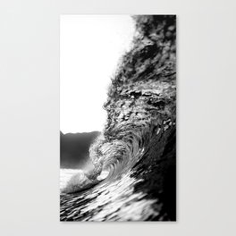 Aqua chrome a-frame wave surfing tunnel ocean portrait art black and white photograph / photography Canvas Print