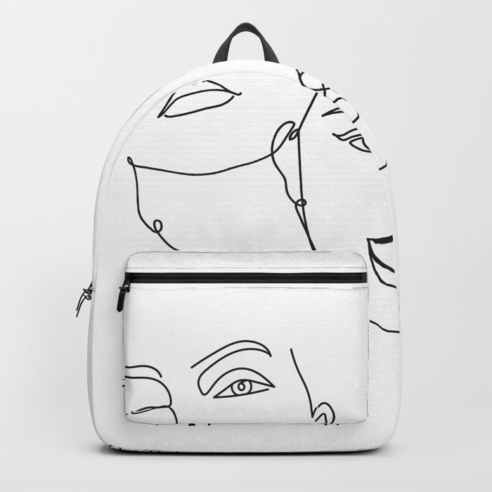 Minimalist Female Faces In One Line Contour Drawing Backpack By