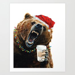 Grizzly Mornings Christmas Art Print