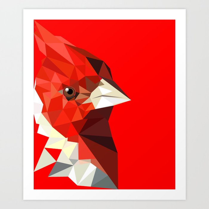 Cardinal Bird Geometric Bird Art Red Nature Art Print By Peraboom Society6