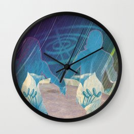 The Mating of Stardust- Lovers in Space Digital Collage Art Print Wall Clock