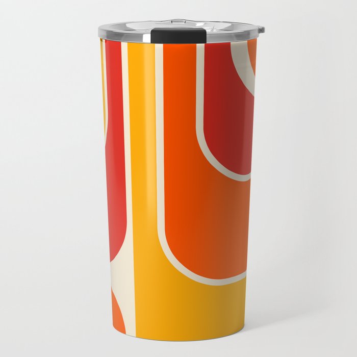 Retro Vintage Geometric Design 662 Red Orange Yellow and Beige Travel Mug