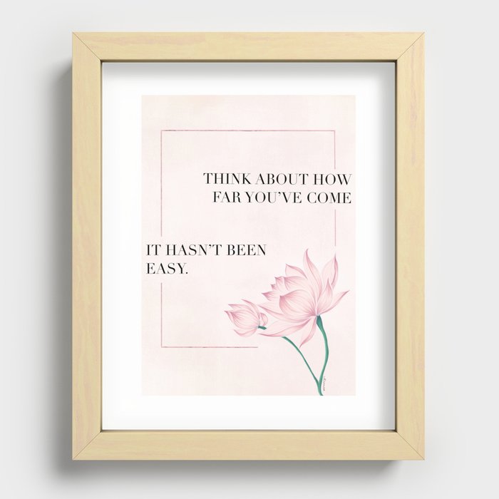 Journey - watercolor lotus Recessed Framed Print