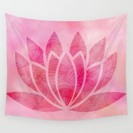 Zen Watercolor Lotus Flower Yoga Symbol Wall Tapestry