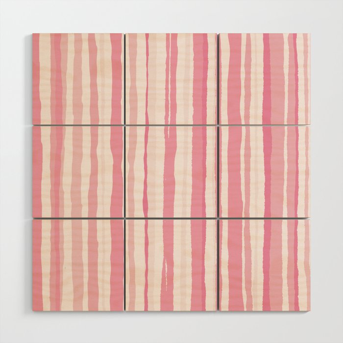 Pink Organic vertical lines and stripes pattern. Doodle digital illustration background. Wood Wall Art