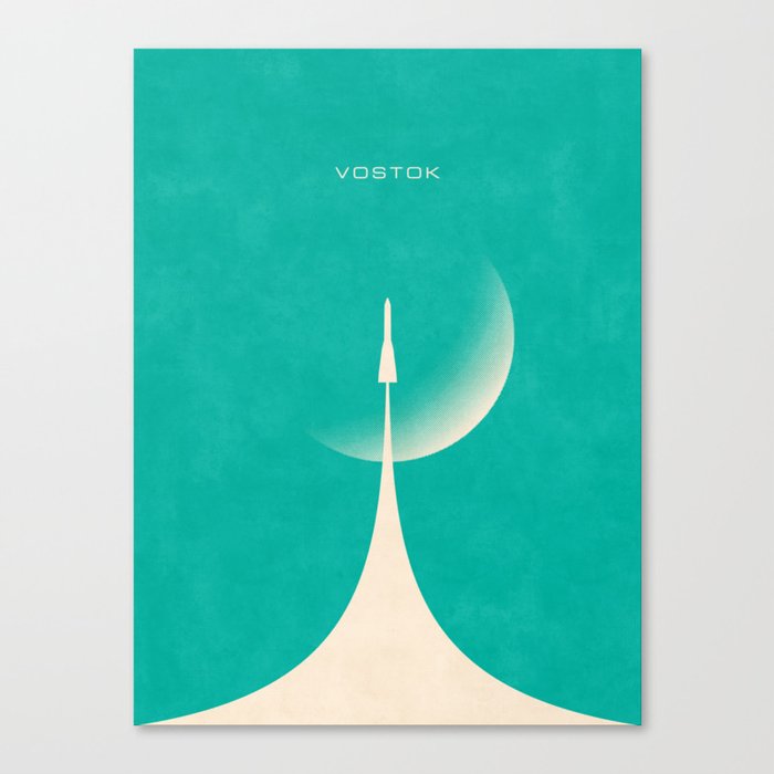 Vostok Rocket - Moon Aqua Canvas Print