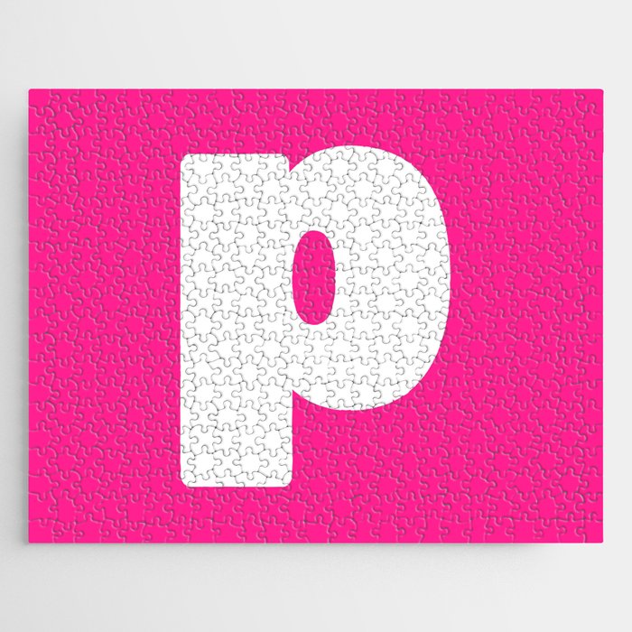 p (White & Dark Pink Letter) Jigsaw Puzzle
