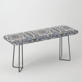 Blue Gray Abstract Floral Vintage Geometry  Bench