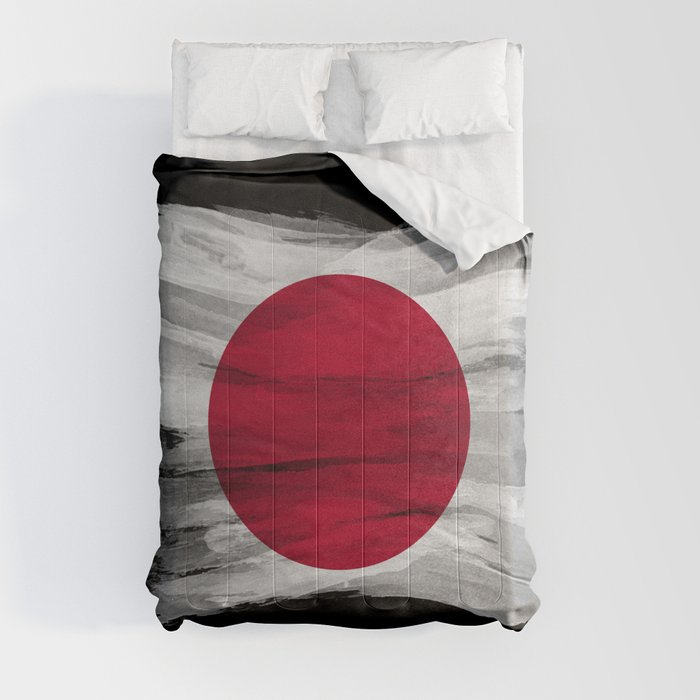 Japan flag brush stroke, national flag Comforter